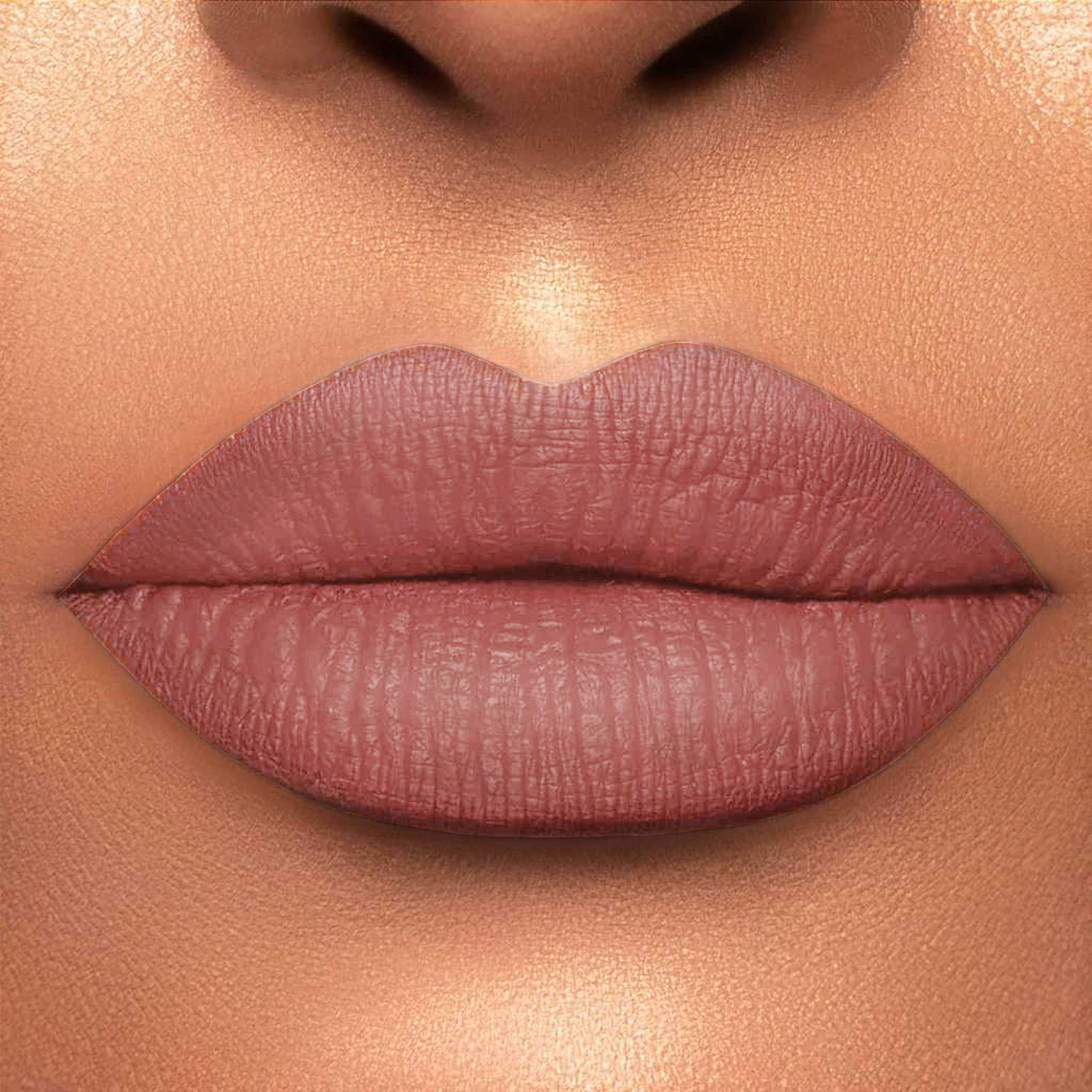Saweetie lipstick is a matte liquid formula with a peachy tan hue. It glides onto your lips with a lightweight finish and stays put all night long. The creamy formul